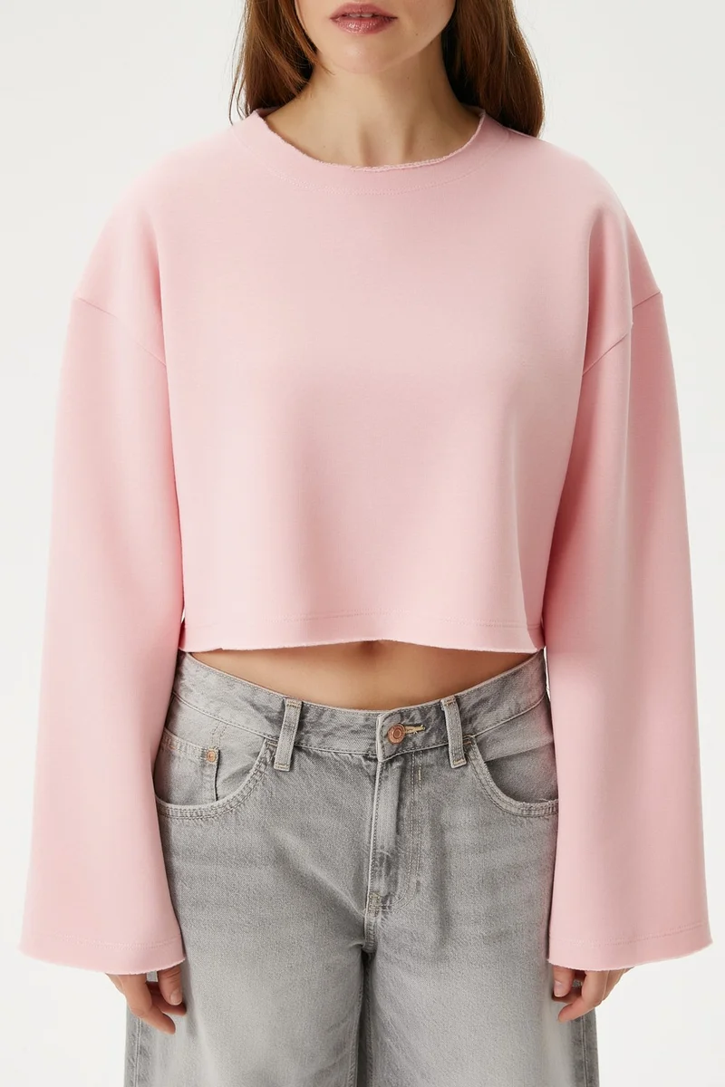 ريتنيس Women Vegas Pink Raised Crop Sweatshirt