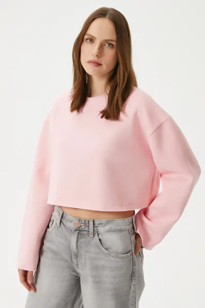 ريتنيس Women Vegas Pink Raised Crop Sweatshirt