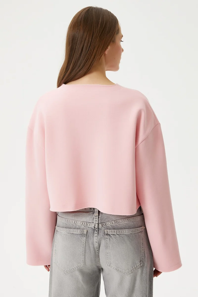 ريتنيس Women Vegas Pink Raised Crop Sweatshirt