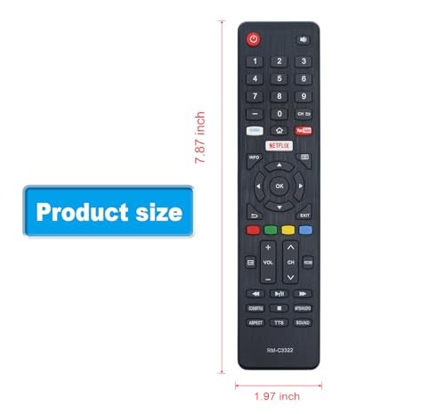 AULCMEET RM-C3322 Remote Control Replacement for JVC Smart TV LT-58MA887 LT-65MA877 LT-55MA888 LT-43MA877 LT-49MA877 LT-50MA877 LT-55MA877 with Netflix Vu-du YouTube Keys - Image 2
