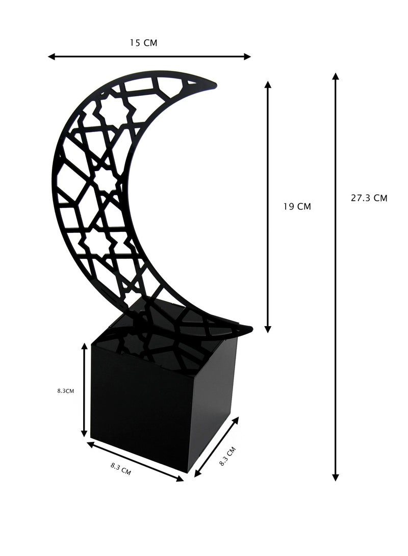 LAMSIT IBDAA Ramadan Acrylic Box Crescent Display Box Ramadan Décor Gift Showcase for Dates Collectibles Jewelries Small Black - Image 3