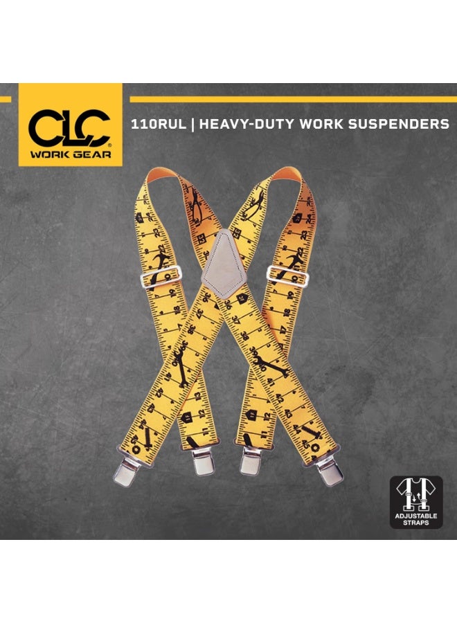 Custom Leathercraft Custom Leathercraft110RUL Heavy Duty Tape Elastic Work Suspenders, Ruler Print  - Image 2