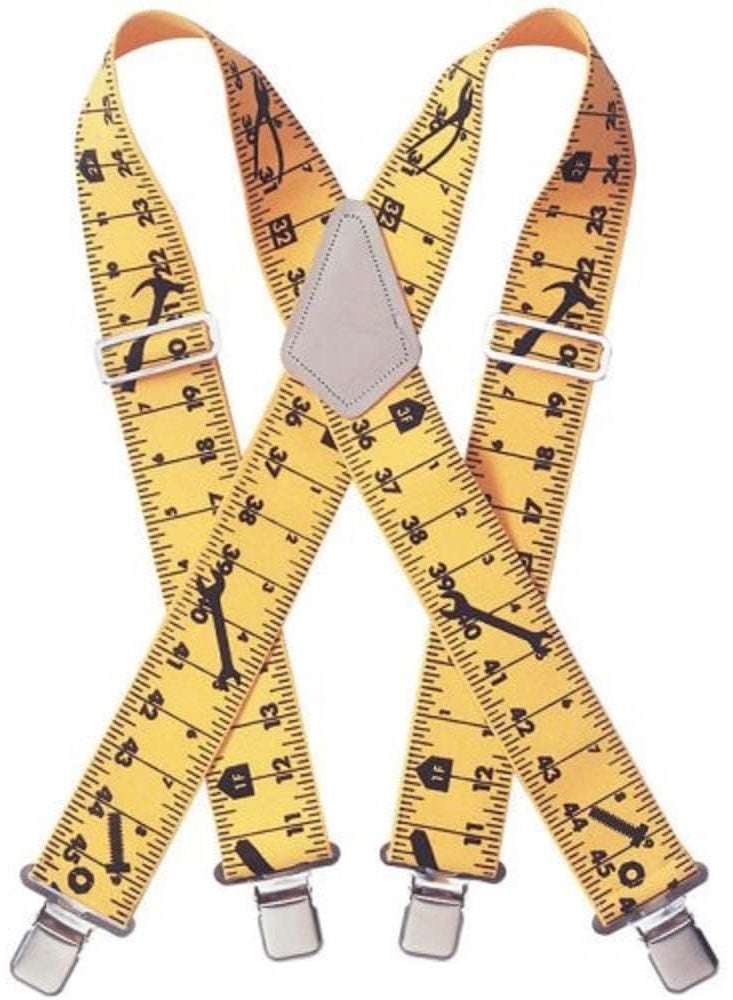 Custom Leathercraft Custom Leathercraft110RUL Heavy Duty Tape Elastic Work Suspenders, Ruler Print  - Image 1