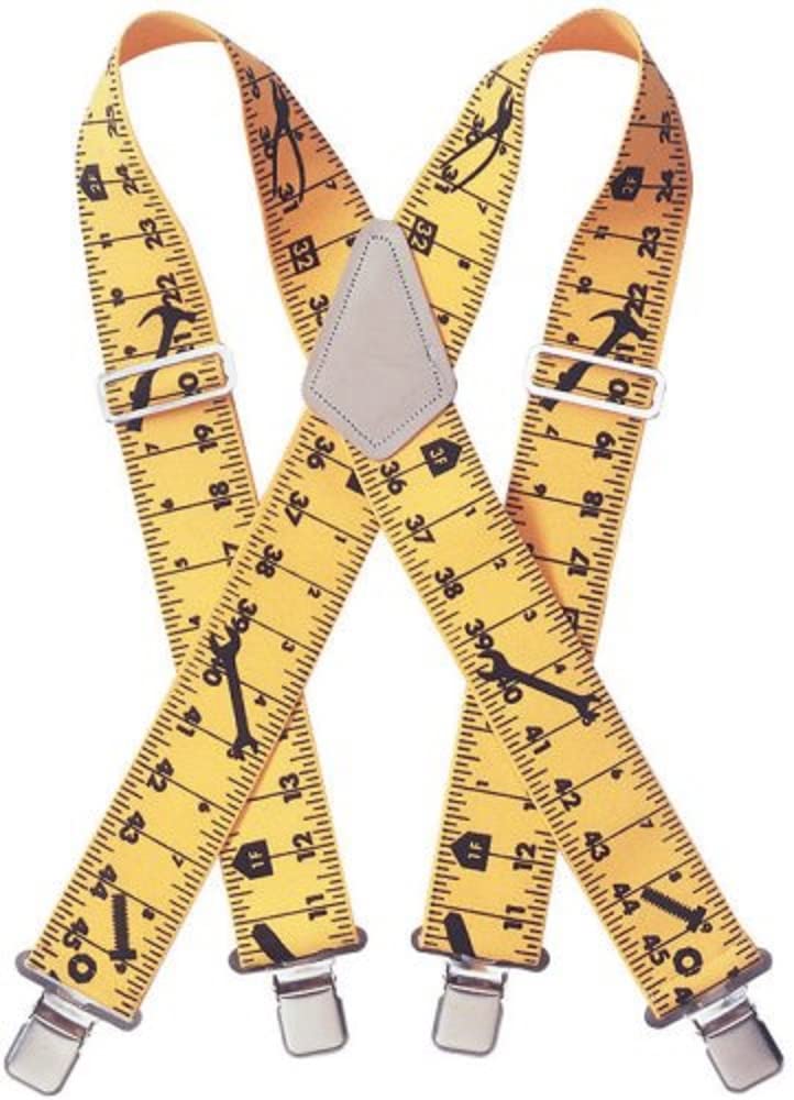 Custom Leathercraft110RUL Heavy Duty Tape Elastic Work Suspenders, Ruler Print - Image 1