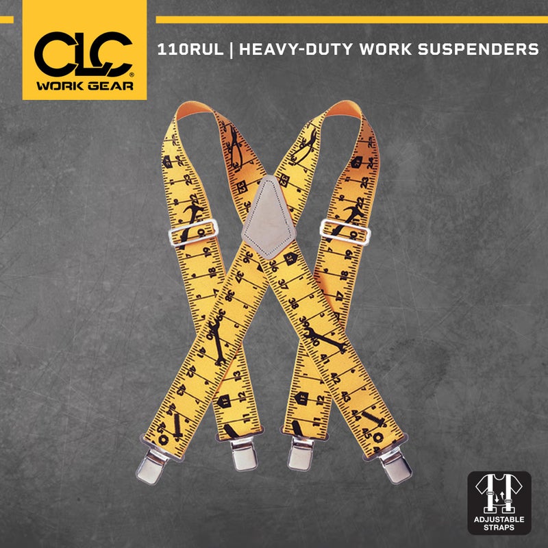 Custom Leathercraft110RUL Heavy Duty Tape Elastic Work Suspenders, Ruler Print - Image 2