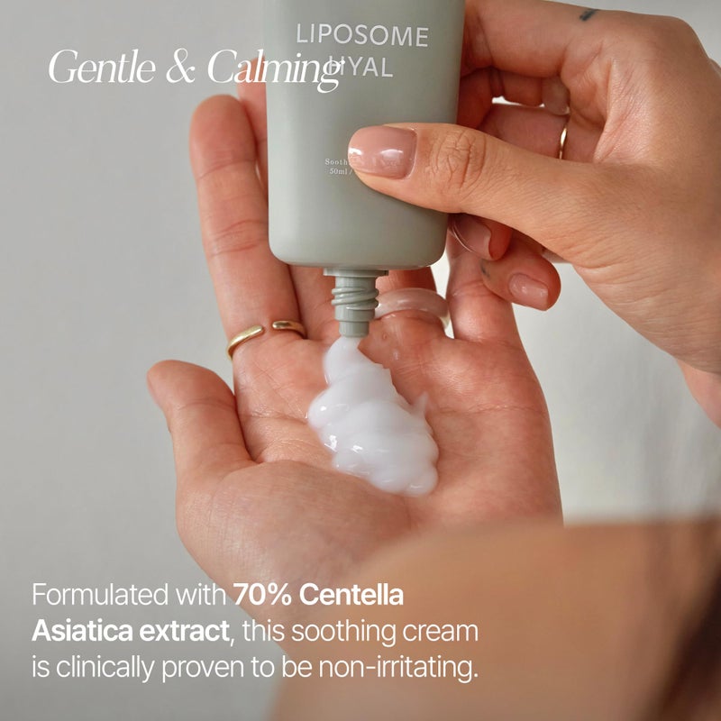 shaishaishai LIPOSOME HYAL Cica Deep Hydration & Moisture Care Face Cream, Lightweight Formula for Instant Cooling & Soothing Relief, Non-Greasy Formula for Dry & Redness-Prone Skin, 1.69 fl oz - Image 5