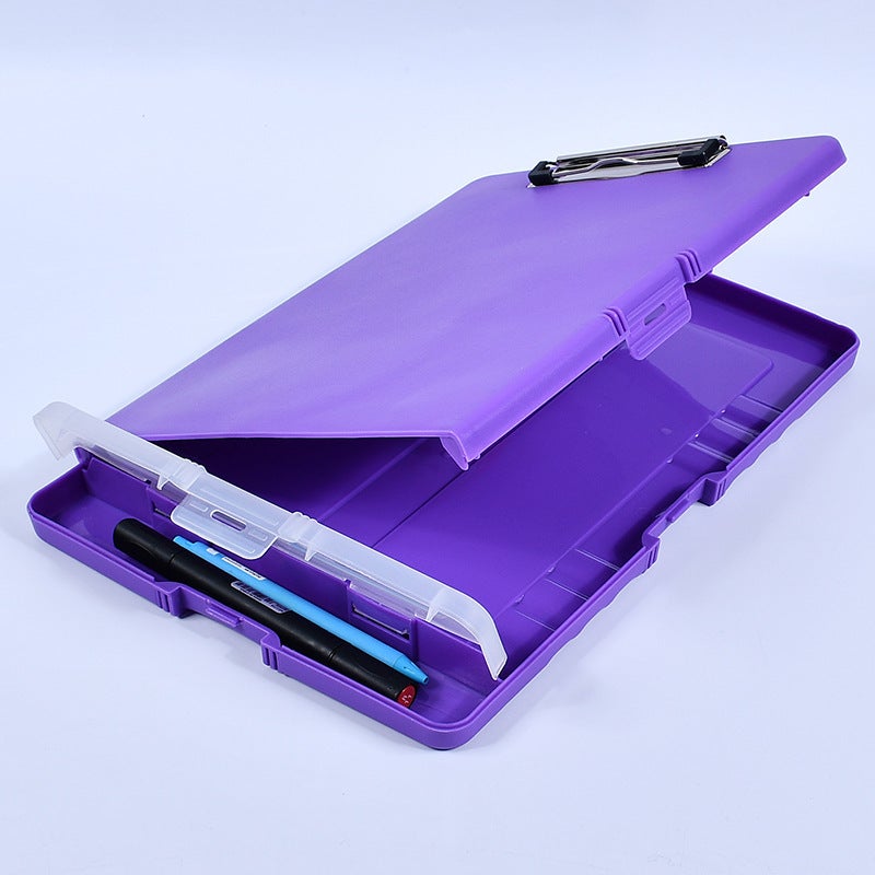 Factory supply PP folder storage box file box A4 writing board clip printing LOGO into supply macaron purple - Image 1