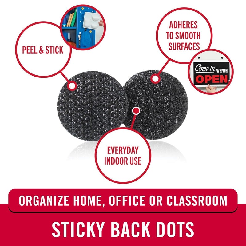 Velcro Brand Sticky Back Hook and Loop Fasteners, Perfect for Home or Office, 5/8", Pack of 15, Black, Coins - Image 2