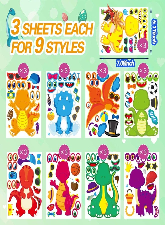 DUJAA 36 Sheet Dinosaur Stickers, Make Your Own Dinosaur Stickers for Kids，Make a Face Stickers Dinosaur Birthday Party Supplies,DIY Project Dino Theme Birthday Party Favor for Kids - Image 2