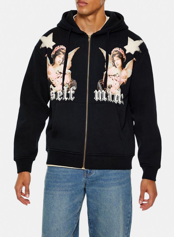FOREVER 21 هودي بسحاب ذاتي الصنع - Image 1