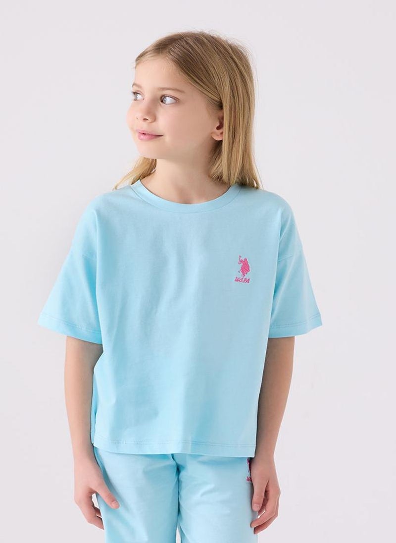 U.S. Polo Assn. U.S. Polo Assn. Girls Light Blue Bermuda Set - Image 2