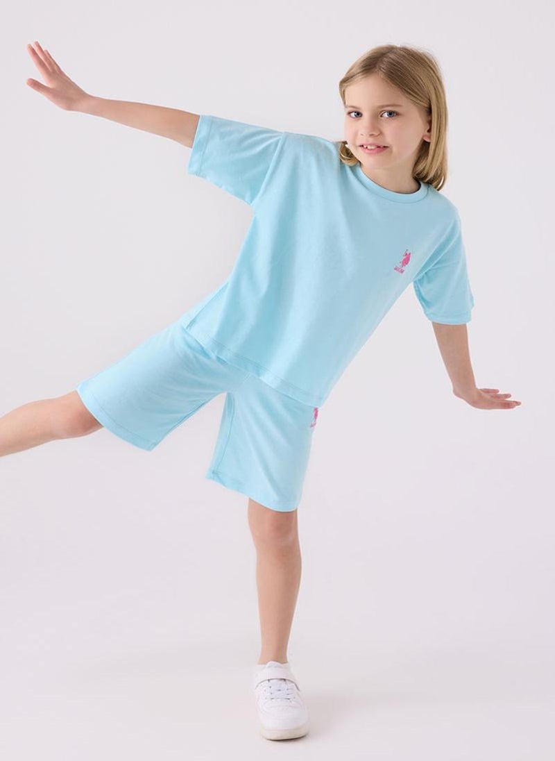 U.S. Polo Assn. U.S. Polo Assn. Girls Light Blue Bermuda Set - Image 3