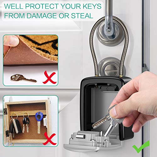 ORIA Key Lock Box, 4 Digit Combination Lock Box Key Safe Box, 5 Keys Capacity with Removable Chain for Indoor Outdoor Use - Image 2