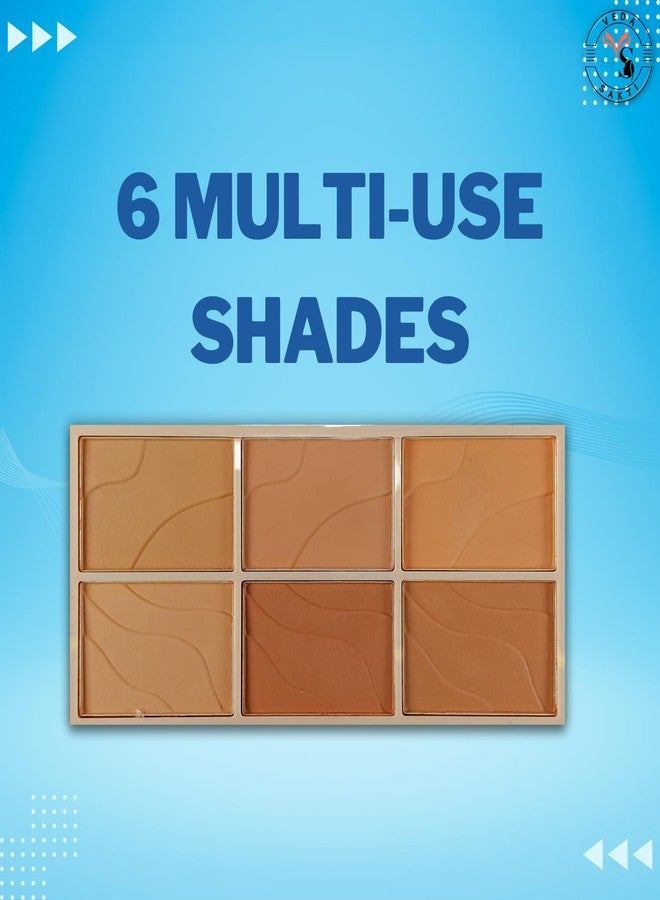 Bold Byte باليت أحمر خدود بستة ألوان | مجموعة إخفاء العيوب وتصحيح وتحديد ملامح الوجه | باليت خفيفة الوزن وسهلة الدمج للحصول على قاعدة مكياج مثالية | صغيرة الحجم ومناسبة للسفر - Image 4