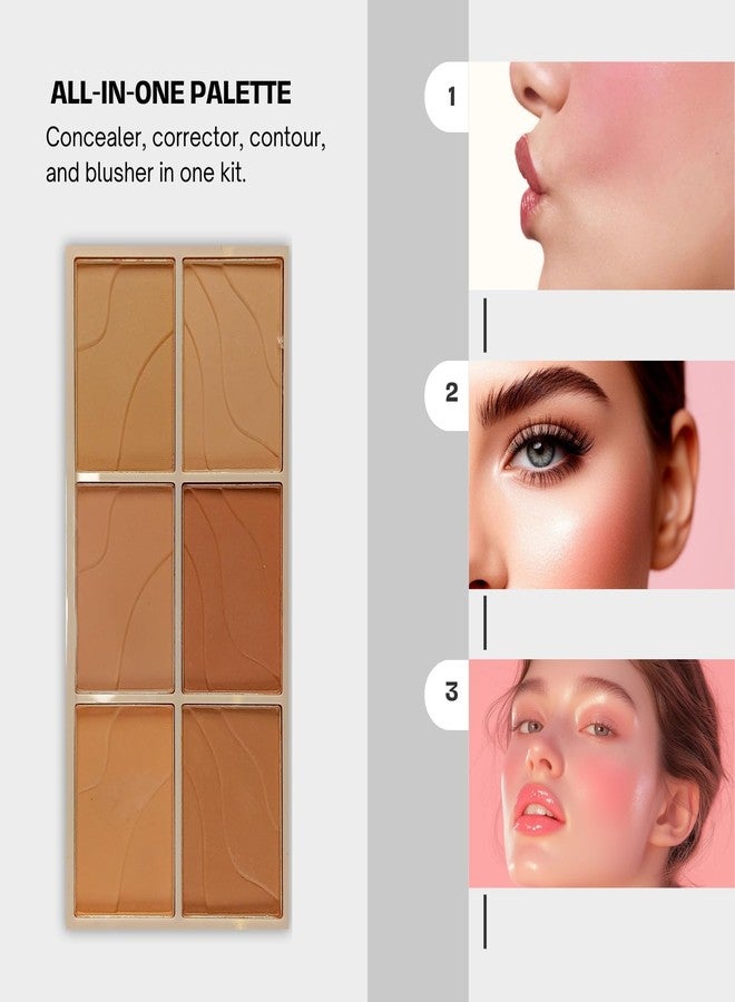 Bold Byte باليت أحمر خدود بستة ألوان | مجموعة إخفاء العيوب وتصحيح وتحديد ملامح الوجه | باليت خفيفة الوزن وسهلة الدمج للحصول على قاعدة مكياج مثالية | صغيرة الحجم ومناسبة للسفر - Image 2