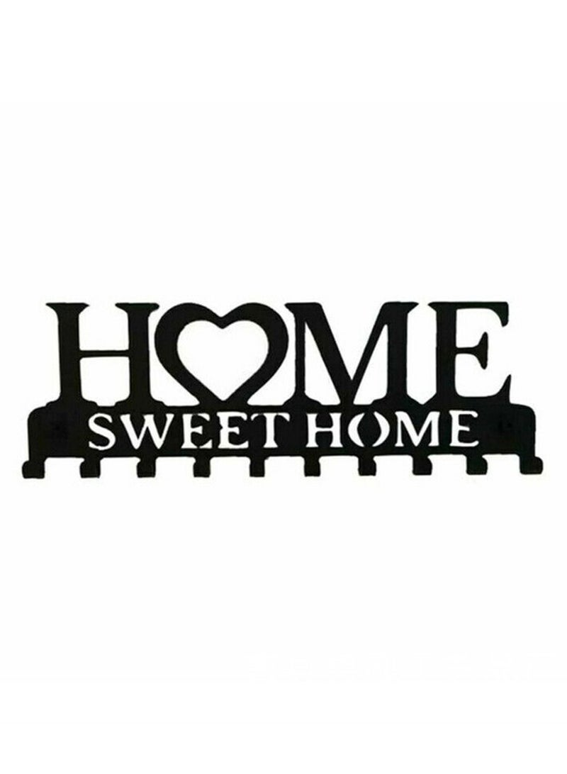 Metal wrought iron HOME key hook punch-free storage rack towel wall love hook entrance door back hook - Image 1