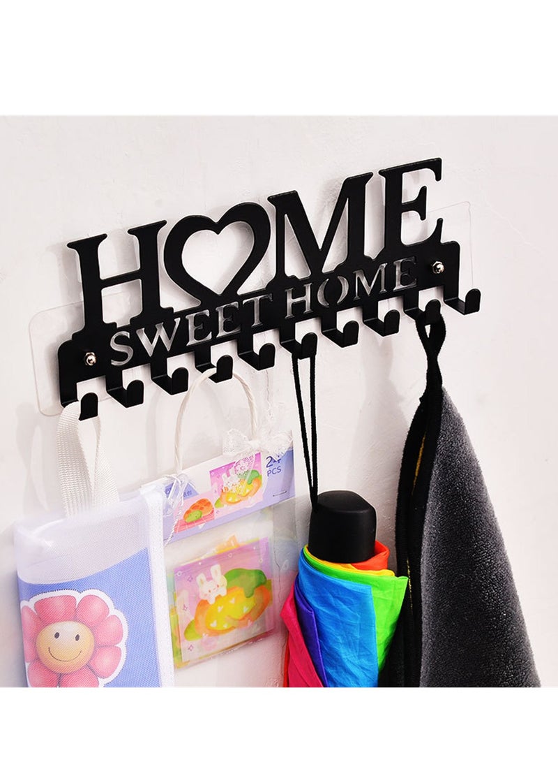 Metal wrought iron HOME key hook punch-free storage rack towel wall love hook entrance door back hook - Image 2