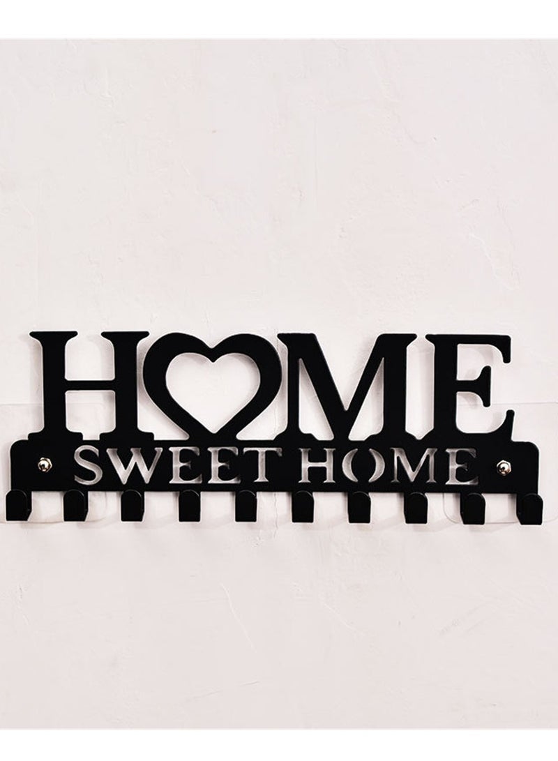 Metal wrought iron HOME key hook punch-free storage rack towel wall love hook entrance door back hook - Image 4