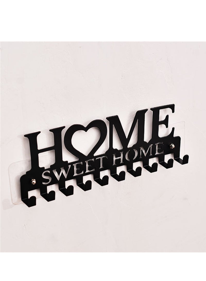 Metal wrought iron HOME key hook punch-free storage rack towel wall love hook entrance door back hook - Image 5