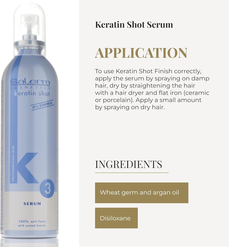 Salerm Cosmetics Keratin Shot Anti Frizz Serum - 100ml - Image 4