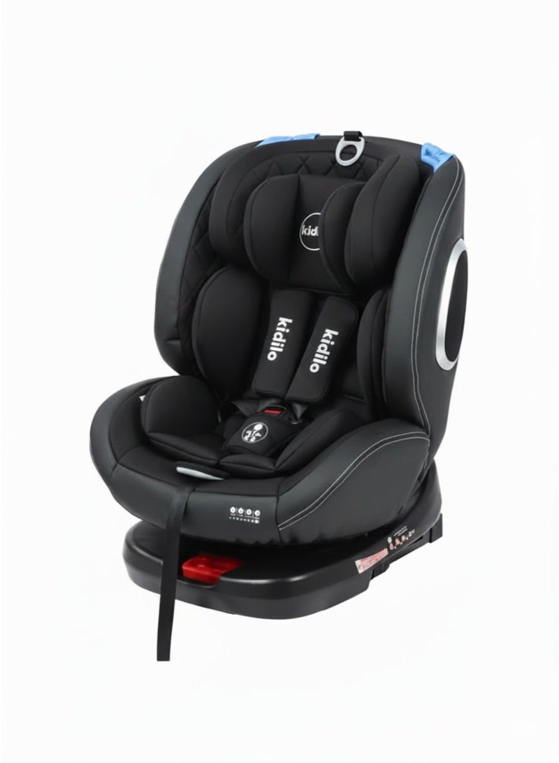 Kidilo 360° Rotation Car Seat with Isofix, Rear & Forward-Facing Positions, Model (105A) black - Image 1