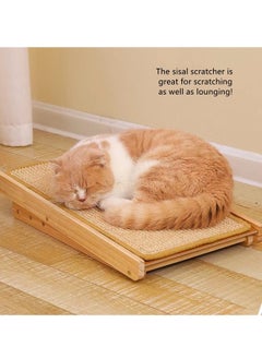 Arabest Cat Scratcher Ramp 19'' with Replaceable Sisal Mat Three Different Adjustable Height Pet Mobility Ramp for Cats  Made Of Original Natural Wood  - Image 3