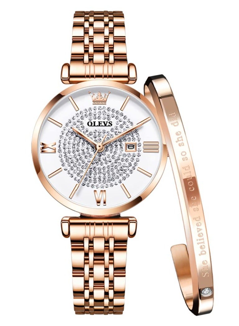 OLEVS Women's Japanese Quartz Waterproof Watch Stainless Steel Strap Fashion Luminous Watch 6892 - Image 1