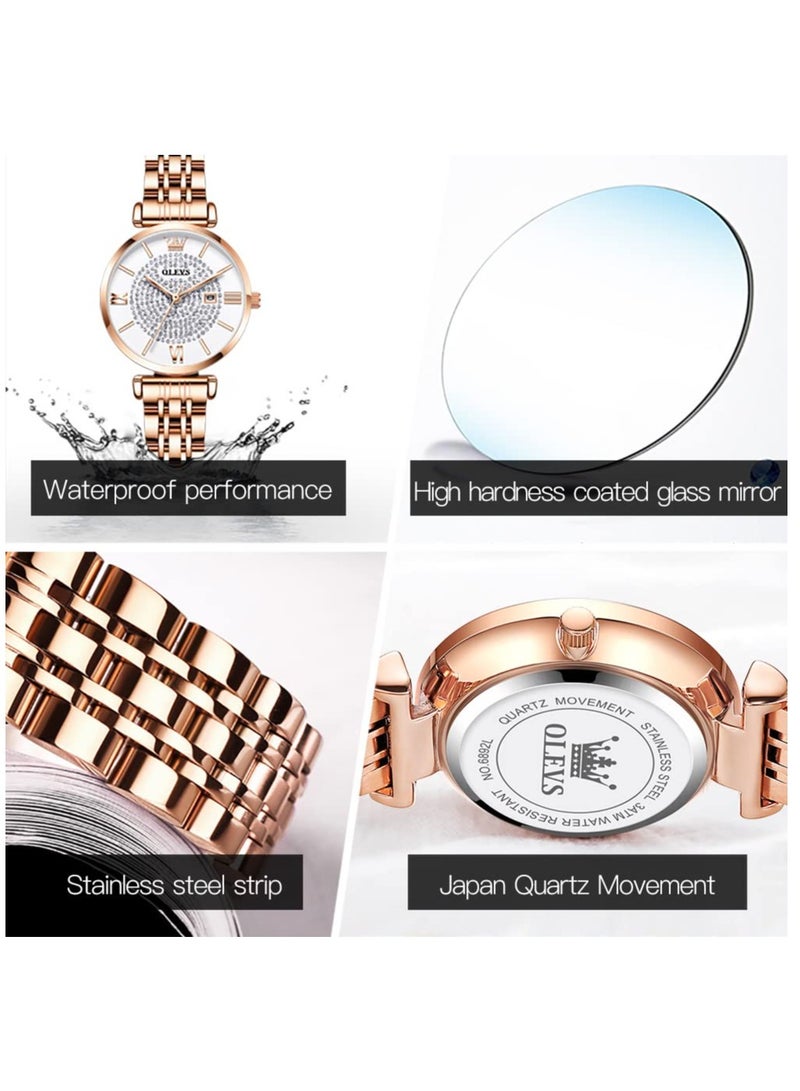 OLEVS Women's Japanese Quartz Waterproof Watch Stainless Steel Strap Fashion Luminous Watch 6892 - Image 2
