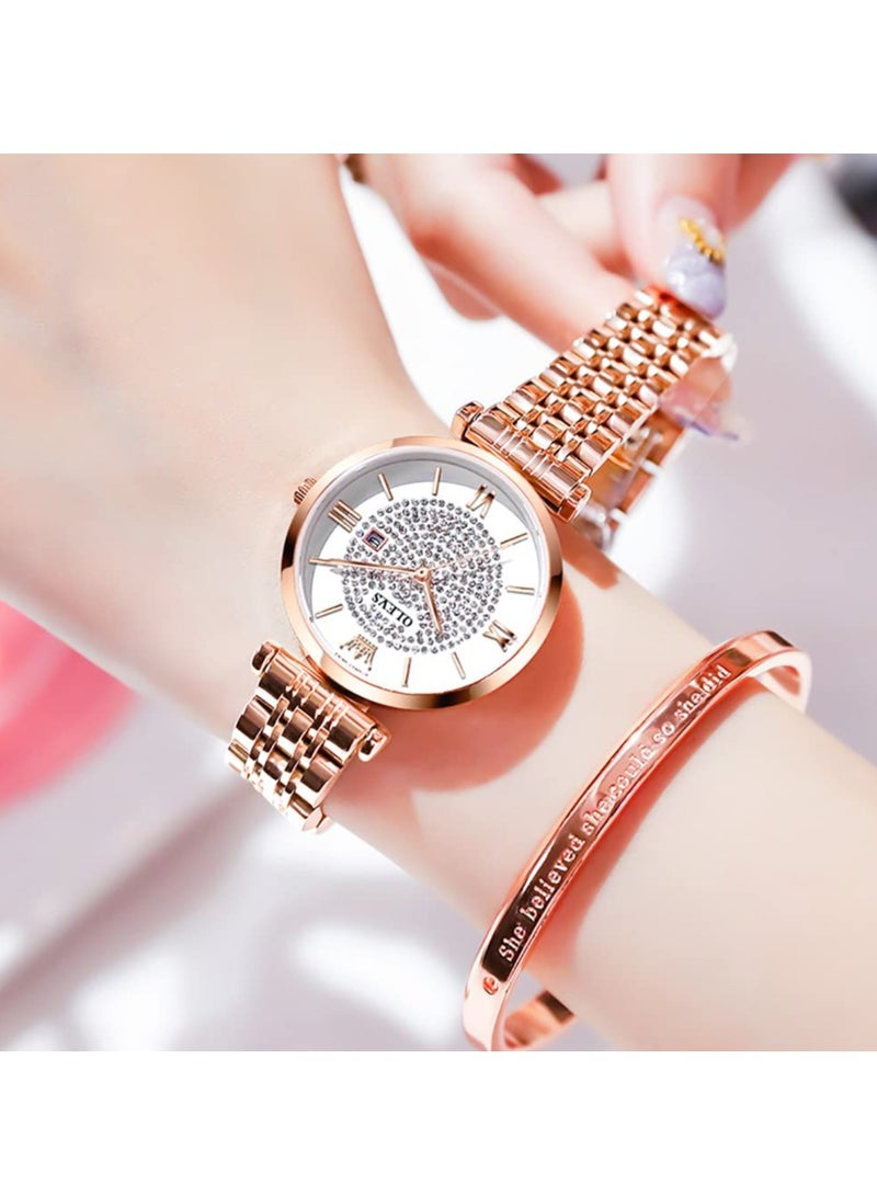 OLEVS Women's Japanese Quartz Waterproof Watch Stainless Steel Strap Fashion Luminous Watch 6892 - Image 3