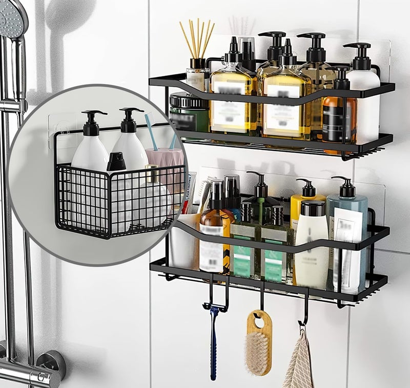 SUBTAVIK 12 Pcs Shower Caddy Adhesive Hooks Replacement, Corner Shower Caddy Adhesive Sticker Hooks Transparent Sticky Hooks for Bathroom Kitchen Shower Caddy Corner Shelf (3 Styles) - Image 3