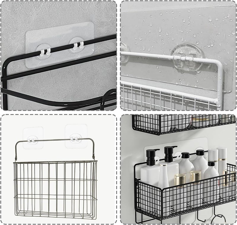SUBTAVIK 12 Pcs Shower Caddy Adhesive Hooks Replacement, Corner Shower Caddy Adhesive Sticker Hooks Transparent Sticky Hooks for Bathroom Kitchen Shower Caddy Corner Shelf (3 Styles) - Image 4