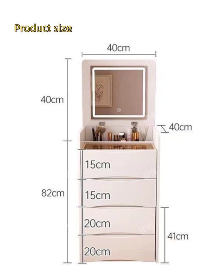 JCB CHIC Dressing Table With Cabinet And Stool,Minimalist Vanity Desk with Flip Top Mirror and Lights,Corner Makeup Vanity Table With 3 Drawers,Cream Wind Multi-functional Bedside Table Storage Shelf For Home 40×40×82CM - Image 2