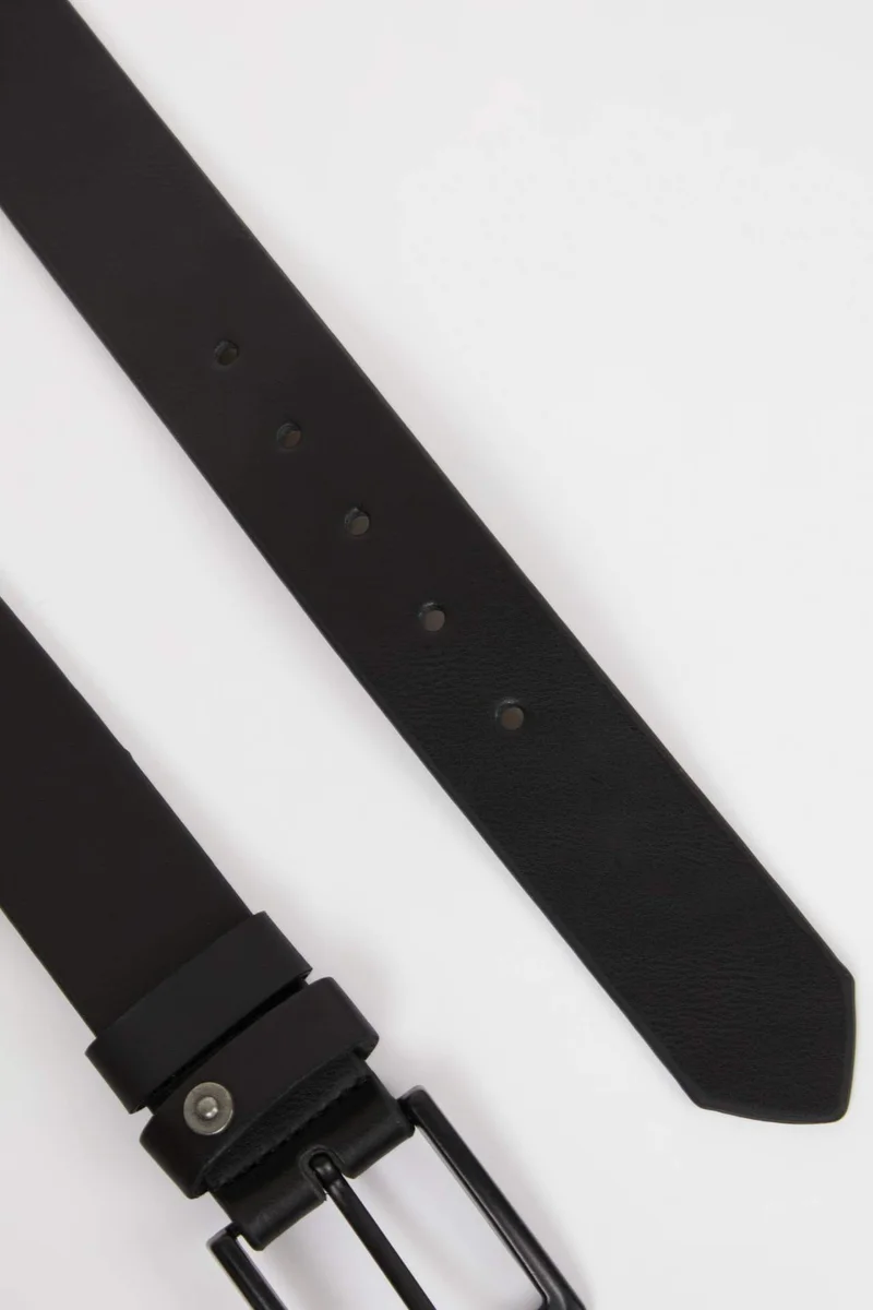 ديفاكتو Man Rectangle Clasp Faux Leather Denim Belt