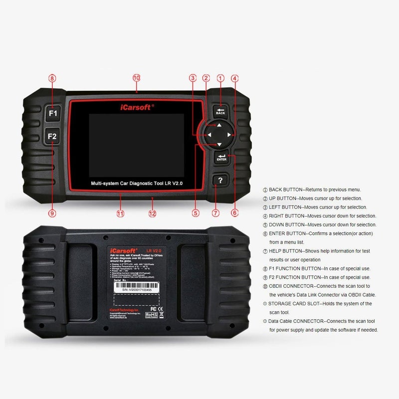 iCarsoft Professional Multi-System Auto Diagnostic Tool LR V2.0 for Land Rover/Jaguar - Image 3