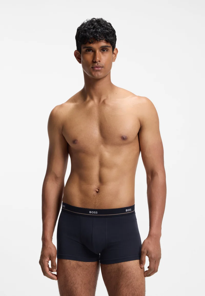 BOSS Five-pack of stretch-cotton trunks with logo waistbands