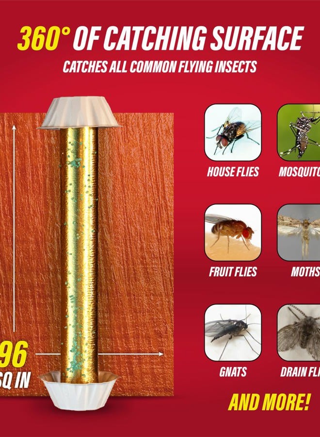 Catchmaster Gold Stick Fly Traps - 4 Count, Ready to Use Indoors & Outdoors. Bug Mosquito Gnat Pheromone Glue Sticky Adhesive Tube Board Clean Kill Long-Lasting Non-Toxic - Made in The USA - Image 3