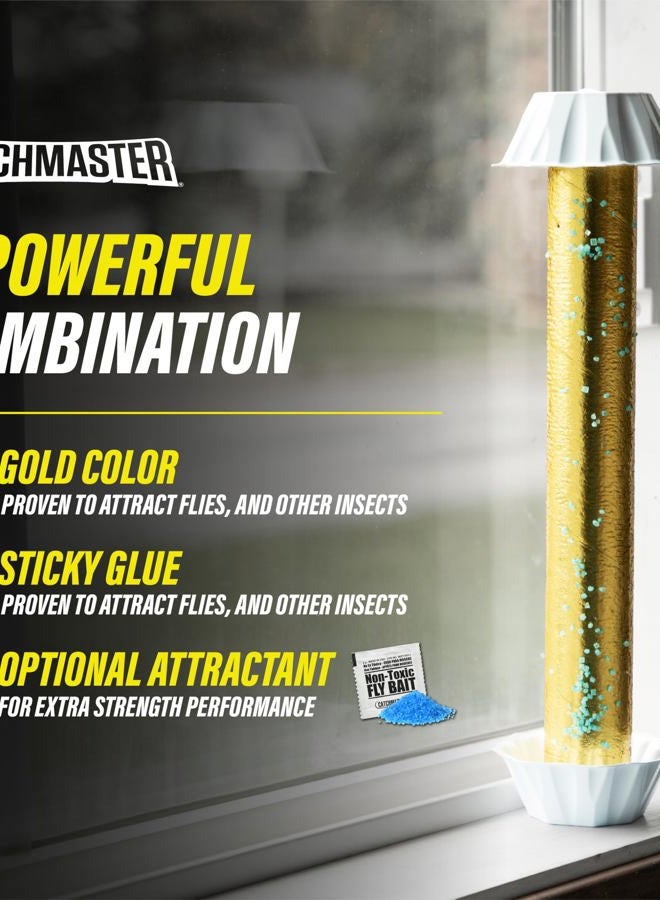 Catchmaster Gold Stick Fly Traps - 4 Count, Ready to Use Indoors & Outdoors. Bug Mosquito Gnat Pheromone Glue Sticky Adhesive Tube Board Clean Kill Long-Lasting Non-Toxic - Made in The USA - Image 2
