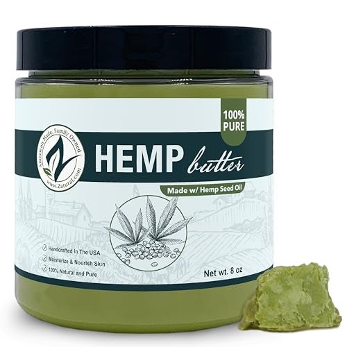 Zatural Hemp Body Butter 17,500mg Hemp per oz Organically Grown Raw Vegan Hemp and Cocoa Creamy Texture. (8oz) - Image 1