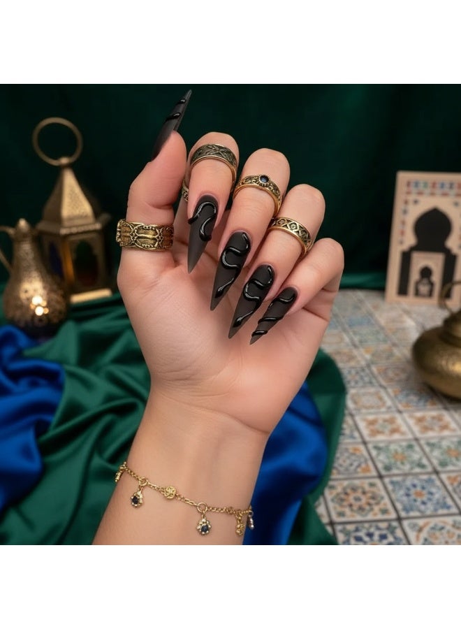 سنسيب 24 قطعة من الأظافر القصيرة المربعة المضغوطة: أظافر صناعية من الأكريليك، أظافر صناعية لملاءمة سلسة - Image 1