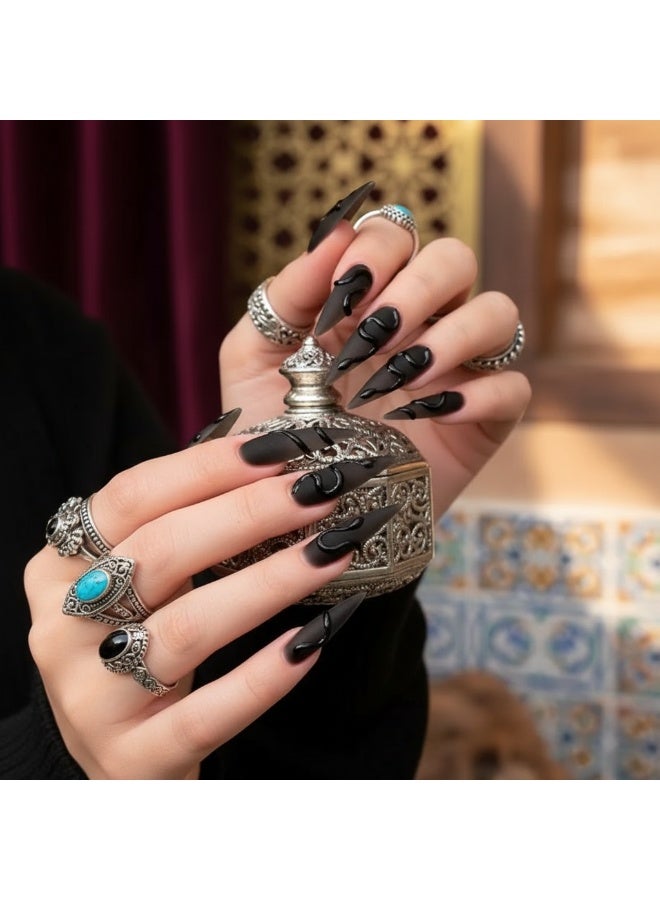 سنسيب 24 قطعة من الأظافر القصيرة المربعة المضغوطة: أظافر صناعية من الأكريليك، أظافر صناعية لملاءمة سلسة - Image 3