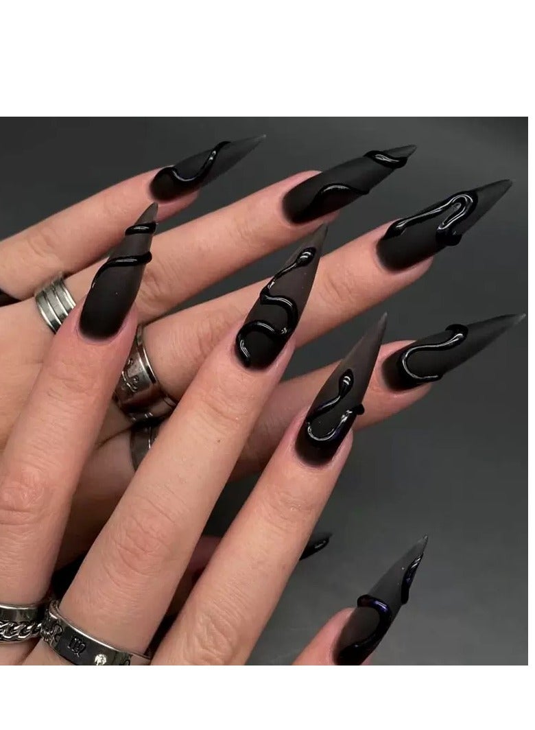 سنسيب 24 قطعة من الأظافر القصيرة المربعة المضغوطة: أظافر صناعية من الأكريليك، أظافر صناعية لملاءمة سلسة - Image 2