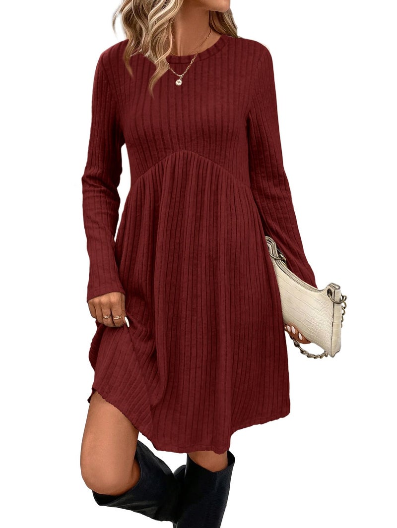 OFEEFAN Long Sleeve Dress for Women Sweater Dress Fall Dresses Fall Sweaters Casual Tunic Winter Christmas Dresses Wine L - Image 1