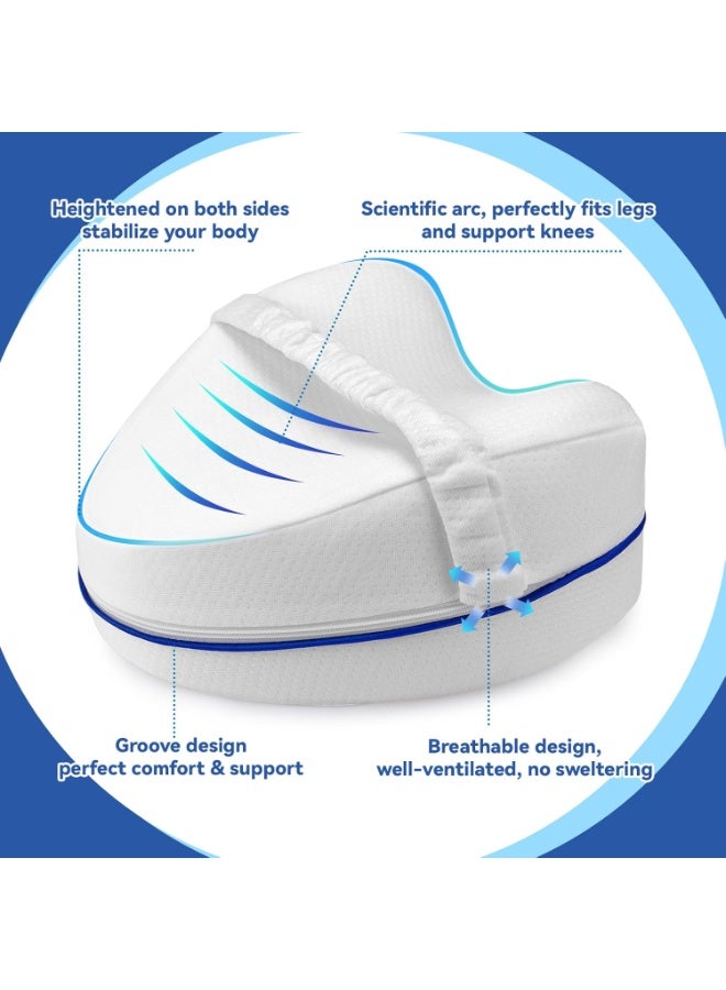 Pillow for Side Sleepers, Orthopaedic Leg Pillow for Painless Sleep, Ergonomic Positioning Pillow Made of Visco-Elastic Memory Foam, Breathable Cover - Image 2