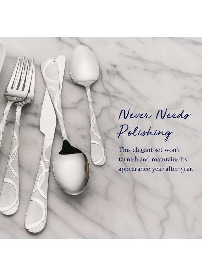 Pfaltzgraff Pfaltzgraff Garland Frost 53-Piece Stainless Steel Flatware Serving Utensil Set and Steak Knives, Service for 8  - Image 5