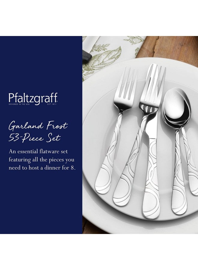 Pfaltzgraff Pfaltzgraff Garland Frost 53-Piece Stainless Steel Flatware Serving Utensil Set and Steak Knives, Service for 8  - Image 3