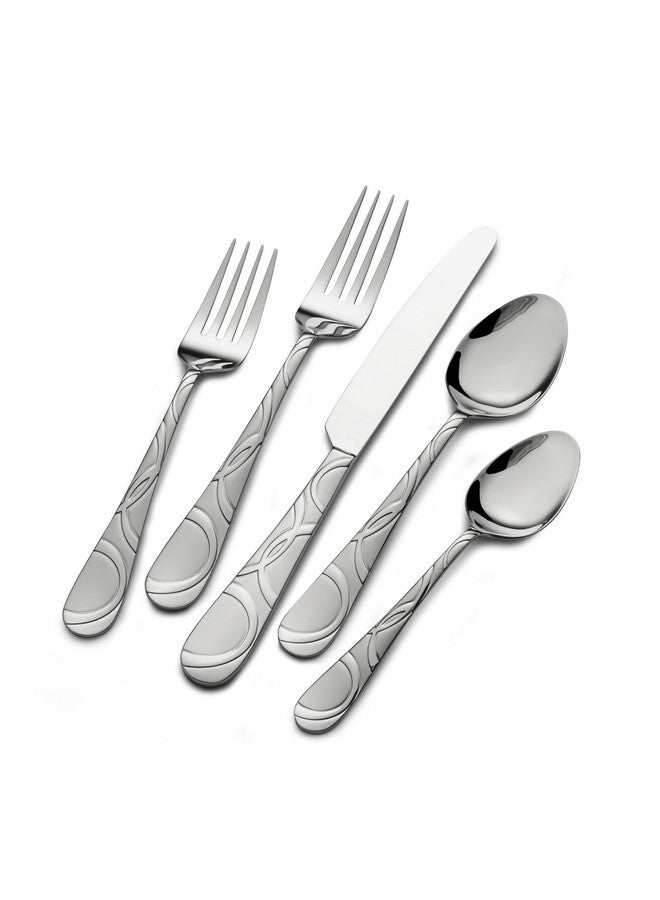 Pfaltzgraff Pfaltzgraff Garland Frost 53-Piece Stainless Steel Flatware Serving Utensil Set and Steak Knives, Service for 8  - Image 1