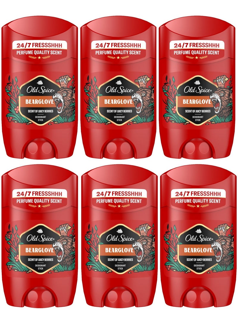 Old Spice Bearglove Premium Quality Scent Deodorant Stick 50ml (Pack of 6) - Image 1
