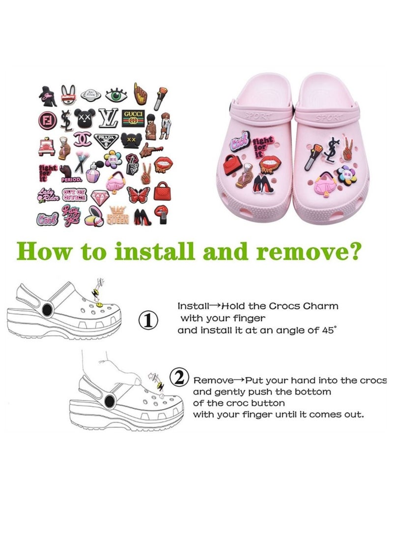 كابتن تيك 39Pcs Shoe Charms Fits for Clog Shoes Shoe Decoration Charms Party Gift for Kids Girls Women Mack-up Party Favors Birthday Gifts - Image 4