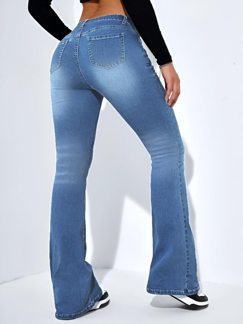 Ben Martin Women’s Light Blue High Waist Jeans || Flared Bell Bottom Bootcut Pants || Wide Leg Stretch Denim – Perfect for Travel, Party & Everyday Use – Sizes 30 (1) - Image 3