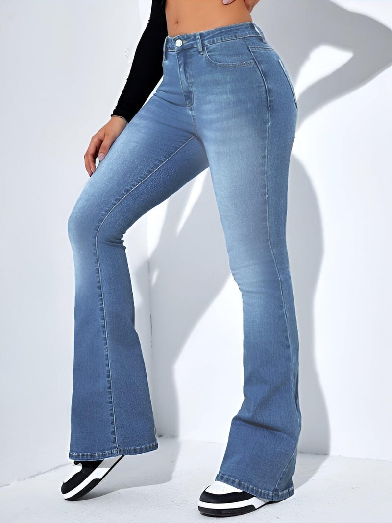 Ben Martin Women’s Light Blue High Waist Jeans || Flared Bell Bottom Bootcut Pants || Wide Leg Stretch Denim – Perfect for Travel, Party & Everyday Use – Sizes 30 (1) - Image 5